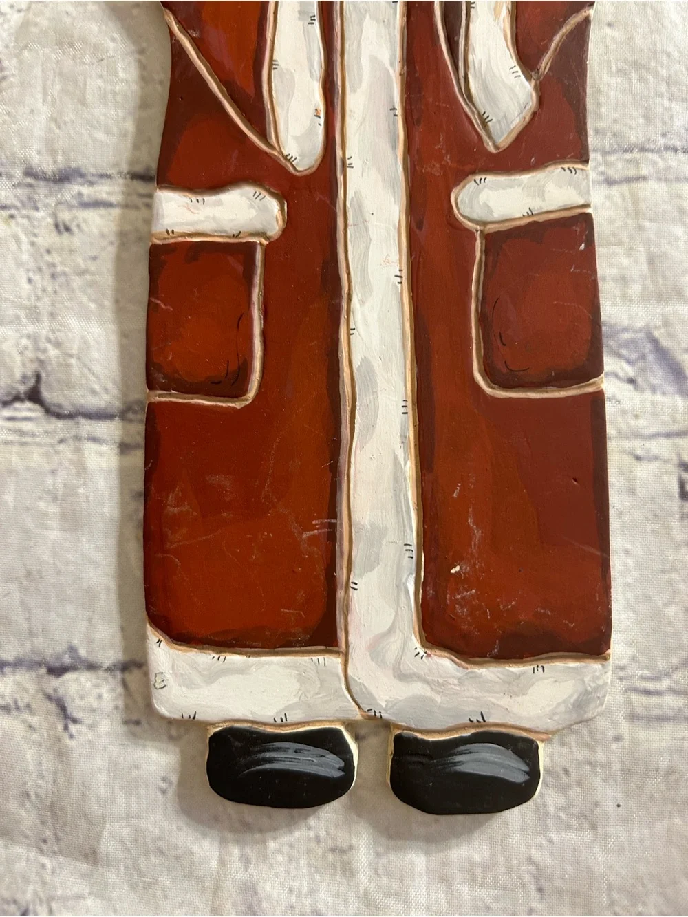 VTG OLD WORLD SANTA CLAUS CERAMIC HOLDING CHRISTMAS TREE HOMEMADE WALL DECOR